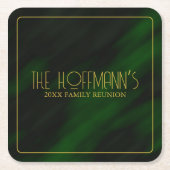 Elegante Emerald Green en Gold Family reünie Kartonnen Onderzetters (Voorkant)