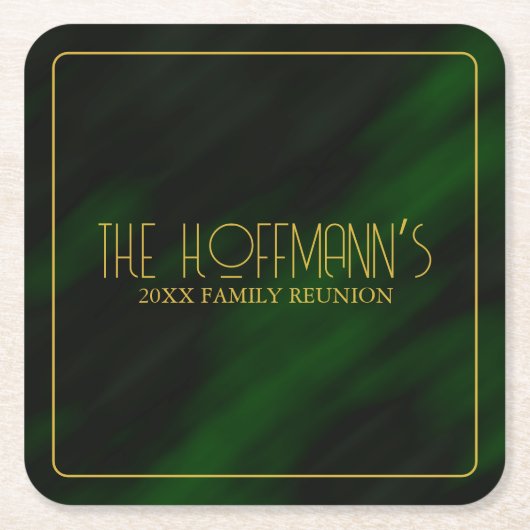 Elegante Emerald Green en Gold Family reünie Kartonnen Onderzetters (Voorkant)