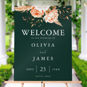 Elegante Emerald Green Floral Fall Wedding Welkom Acryl Bord