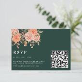 Elegante Emerald Green Floral Fall Wedding Welkom Informatiekaartje (Staand voorkant)
