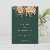 Elegante Emerald Green Floral Fall Wedding Welkom Kaart (Staand voorkant)