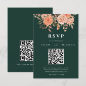 Elegante Emerald Green Floral Fall Wedding Welkom RSVP Kaartje (Voorkant / Achterkant)