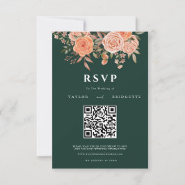 Elegante Emerald Green Floral Fall Wedding Welkom RSVP Kaartje