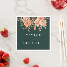 Elegante Emerald Green Floral Fall Wedding Welkom Servet