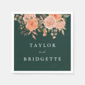 Elegante Emerald Green Floral Fall Wedding Welkom Servet (Voorkant)