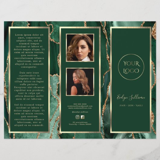 Elegante Emerald Green Gold Agaat Brochure (Voorkant)