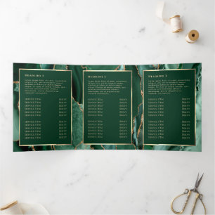 Elegante Emerald Green Gold Agaat Trifold Brochure Drieluik Kaart