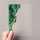 Elegante Emerald Green Gold Agate bruiloft Acryl Uitnodigingen (Insitu (Draagbaar))