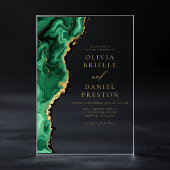 Elegante Emerald Green Gold Agate bruiloft Acryl Uitnodigingen