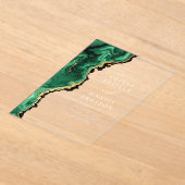 Elegante Emerald Green Gold Agate bruiloft Acryl Uitnodigingen (Laagn)