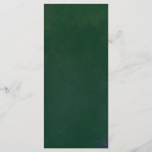 Elegante Emerald Green & Gold bruiloft diner Menu (Achterkant)