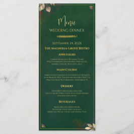 Elegante Emerald Green & Gold bruiloft diner Menu