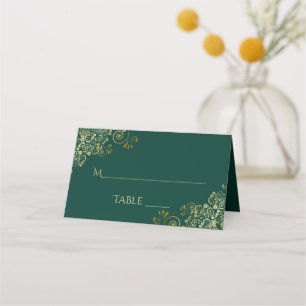 Elegante Emerald Green & Gold bruiloft inschrijven Plaatskaartje