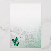 Elegante Emerald Green Gold Butterfly Wedding Real Folie Uitnodiging (Achterkant)