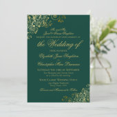 Elegante Emerald Green & Gold Classy formele bruil Kaart (Staand voorkant)