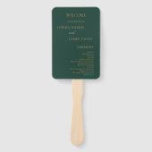 Elegante Emerald Green Gold Minimal Wedding Progra Handwaaier (Voorkant)