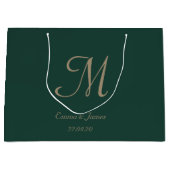 Elegante Emerald Green Gold Monogram Naam Huwelijk Groot Cadeauzakje (Voorkant)