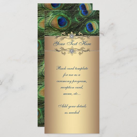 Elegante Emerald Green Gold Peacock Rack Kaart (Voorkant / Achterkant)