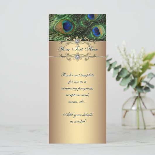 Elegante Emerald Green Gold Peacock Rack Kaart (Staand voorkant)
