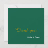 Elegante Emerald Green & Gold Script bruiloft Bedankkaart (Voorkant)