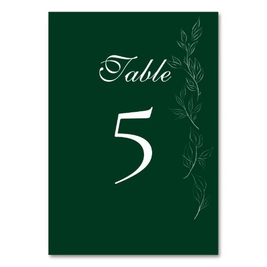 Elegante Emerald Green leaf tafel nummer Kaart (Voorkant)
