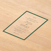 Elegante Emerald Green Monogram Moderne bruiloft Acryl Uitnodigingen (Laagn)