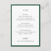 Elegante Emerald Green Monogram Moderne bruiloft Informatiekaartje (Voorkant)