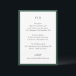 Elegante Emerald Green Monogram Moderne bruiloft Informatiekaartje<br><div class="desc">Moderne trouwkaarten met een schoon ontwerp met serif- en scriptlettertypen.</div>