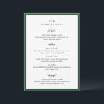 Elegante Emerald Green Monogram Moderne bruiloft Menu<br><div class="desc">Moderne huwelijksmenu's met een schoon ontwerp met serif- en scriptlettertypen.</div>