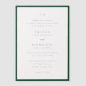 Elegante Emerald Green Monogram Moderne bruiloft Vellum Uitnodigingen (Voorkant)