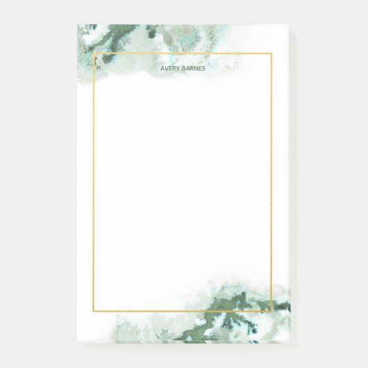 Elegante Emerald Green Ombre Marmer Gepersonalisee Post-it® Notes (Voorkant)