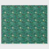 Elegante Emerald Green Peace & Joy Kerstmis Cadeaupapier (Vlak)