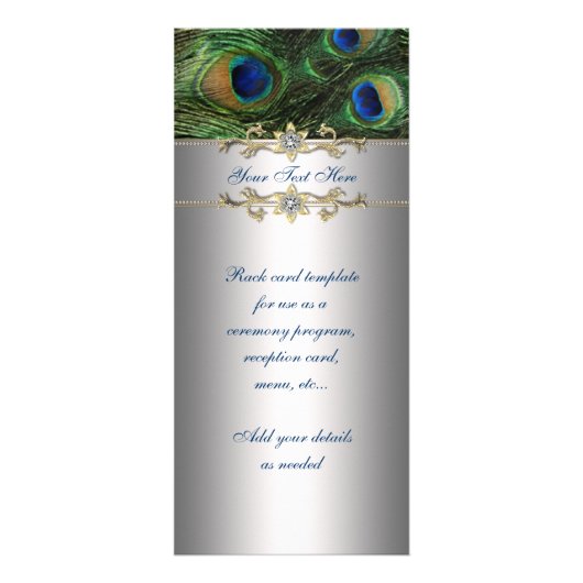 Elegante Emerald Green Peacock Rack Kaart (Voorkant)