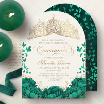 Elegante Emerald Green Princess Crown Quinceanera