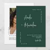 Elegante Emerald Green QR Code Trouwfoto Kaart (Voorkant / Achterkant)