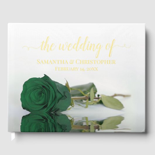 Elegante Emerald Green Roos Medium bruiloft Folie Gastenboek (Voorkant)