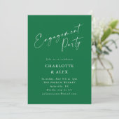Elegante Emerald Green Script Engagement Party Kaart (Staand voorkant)