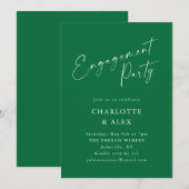 Elegante Emerald Green Script Engagement Party Kaart (Voorkant / Achterkant)