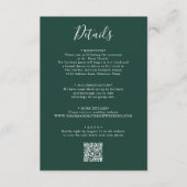 Elegante Emerald Green Script Wedding QR-code Informatiekaartje (Voorkant)