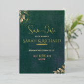 Elegante Emerald Green Velvet Save the Date Folie Uitnodiging (Staand Voorkant)