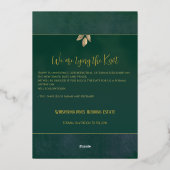 Elegante Emerald Green Velvet Save the Date Folie Uitnodiging (Achterkant)