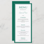 Elegante Emerald Green Wedding Menu Kaart (Voorkant / Achterkant)