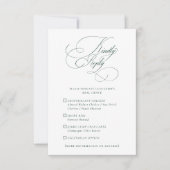 Elegante Emerald Green Wedding QR Code Maaltijden RSVP Kaartje (Voorkant)