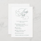 Elegante Emerald Green Wedding QR Code Maaltijden RSVP Kaartje (Voorkant / Achterkant)