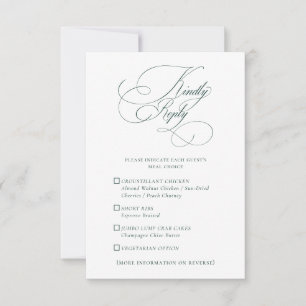 Elegante Emerald Green Wedding QR Code Maaltijden RSVP Kaartje