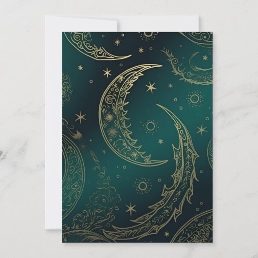 Elegante Emerald Groen Goud Hemelse Bruiloft Kaart (Achterkant)