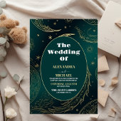 Elegante Emerald Groen Goud Hemelse Bruiloft Kaart