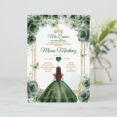 Elegante Emerald Groen & Goud Mis Quince Sweet 16e Kaart