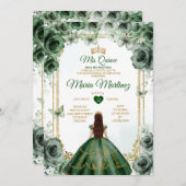 Elegante Emerald Groen & Goud Mis Quince Sweet 16e Kaart