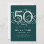 Elegante Emerald Groen Zilver 50ste Verjaardag Kaart (Voorkant)